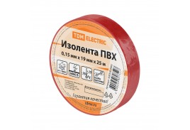 Изолента ПВХ 0,15х19 мм Красная 25 м TDM