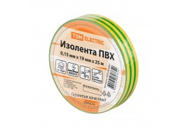 Изолента ПВХ 0,15х19 мм Желто-Зеленая 25 м TDM