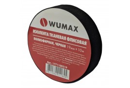 Изолента тканая черная 19ммх10м, WUMAX