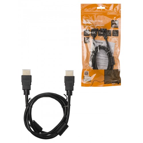 Кабель "АВК 2" HDMI - HDMI, v2.0, позолоченные контакты, с ферритами, 1 метр, TDM