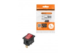 KCD1-101N 12В AC/DC, 1P, 15А, (3с), ON-OFF, черный корпус, крас.клавиша, LED подсв., Mini TDM