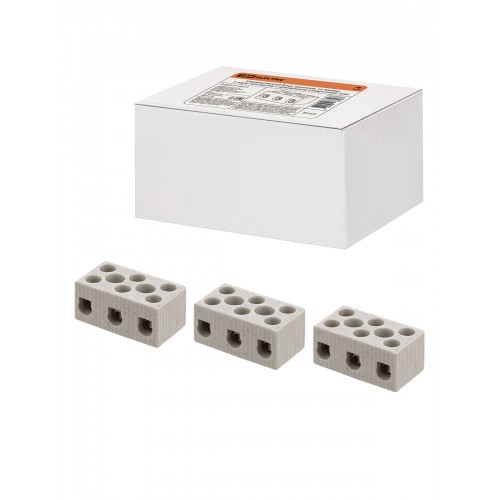 Керамический блок зажимов 10 Ампер 3 пары контактов с крепежным отверстием TDM