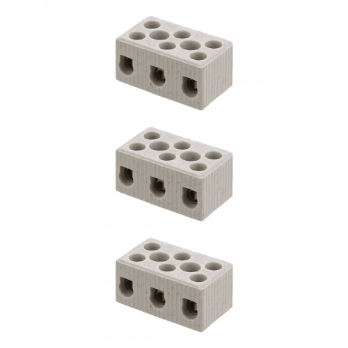 Керамический блок зажимов 15 Ампер 3 пары контактов с крепежным отверстием TDM