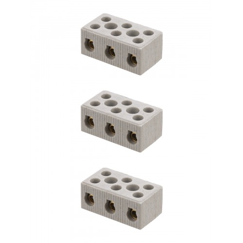 Керамический блок зажимов 30 Ампер 3 пары контактов с крепежным отверстием TDM