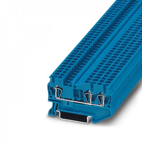 КЛЕММА ПРОХОДНАЯ ST 2,5-TWIN BU /5,2MM, ПРУЖИННАЯ, 3 ПРИСОЕД., 2,5(MAX 4)MM2, 24A, 800V, СИНЯЯ