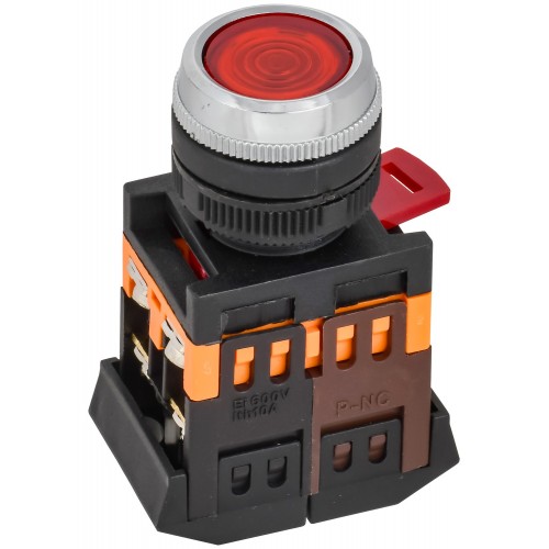 Кнопка ABLFS-22 d22мм 1з+1р 240В неон кр. IEK
