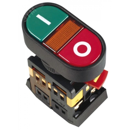 Кнопка APBB-22N "I-O" d=22мм неон/240В 1з+1р HLT