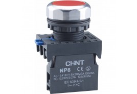 Кнопка управления NP8-01BN/4 без подсветки красная 1НЗ IP65 (R) (CHINT)