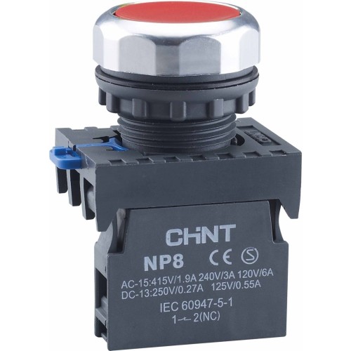 Кнопка управления NP8-01BN/4 без подсветки красная 1НЗ IP65 (R) (CHINT)
