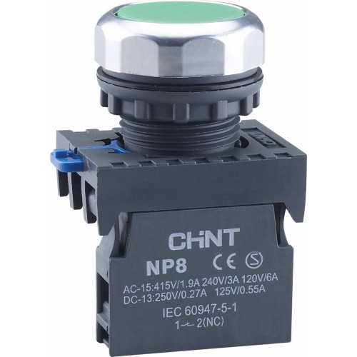 Кнопка управления NP8-10BN/3 без подсветки зеленая 1НО IP65 (R) (CHINT)