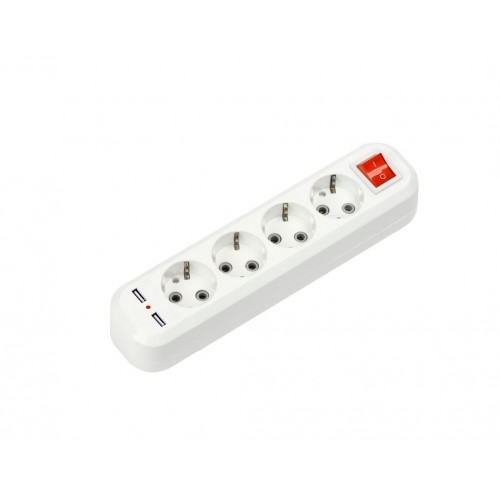 Колодка УЗВ-4USB-GRAND четырехместная с выключателем и заземлением, 2хUSB 5340 IN HOME