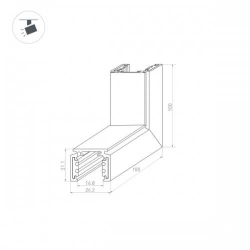 Коннектор угловой MAG-ORIENT-CON-2620-L90-EXT (BK, внешний) (Arlight, IP20 Металл, 3 года)