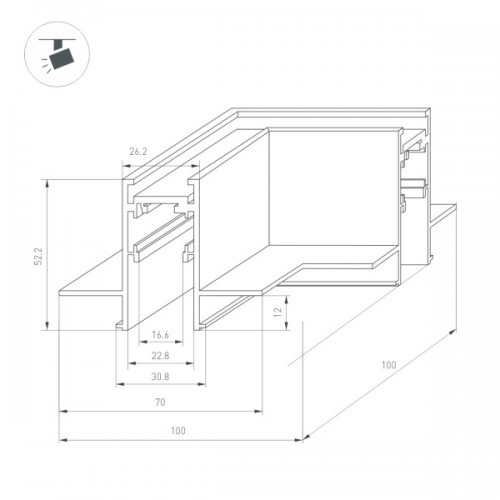 Коннектор угловой MAG-ORIENT-CON-2652-FDW-L90 (BK) (Arlight, IP20 Металл, 3 года)