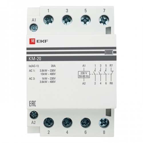 Контактор модульный КМ 20А 3NО+NC (3 мод.) EKF PROxima