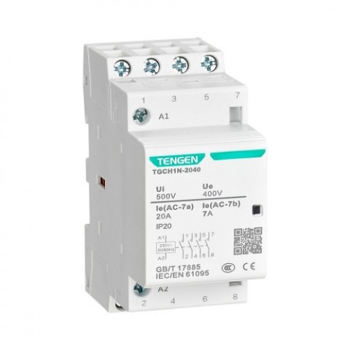 Контактор модульный TGCH1N-2540, 4NO, 25A, 230VAC, мех. индикация, 2M