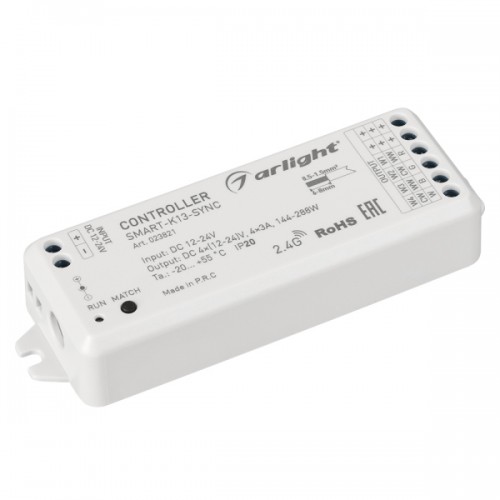 Контроллер SMART-K13-SYNC (12-24V, 4x3A, 2.4G) (Arlight, IP20 Пластик, 5 лет)