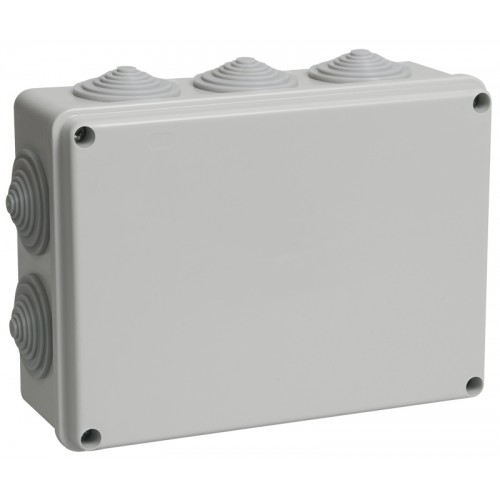 Коробка распаячная КМ41243 для открытой проводки 190х140х70мм IP44 10 гермовводов серая IEK