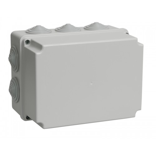 Коробка распаячная КМ41245 для открытой проводки 190х140х120мм IP44 10 гермовводов серая IEK