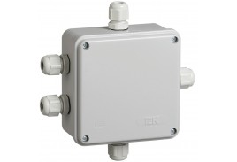 Коробка распаячная КМ41330 для открытой проводки безгалогенная (HF) 100х100х50мм IP55 5 гермовводов