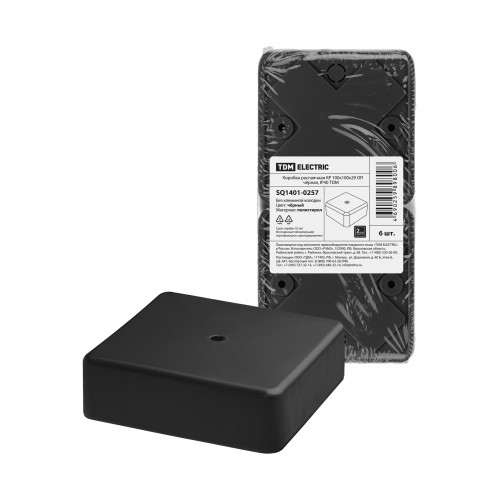 Коробка распаячная КР 100х100х29 ОП черная IP40 TDM