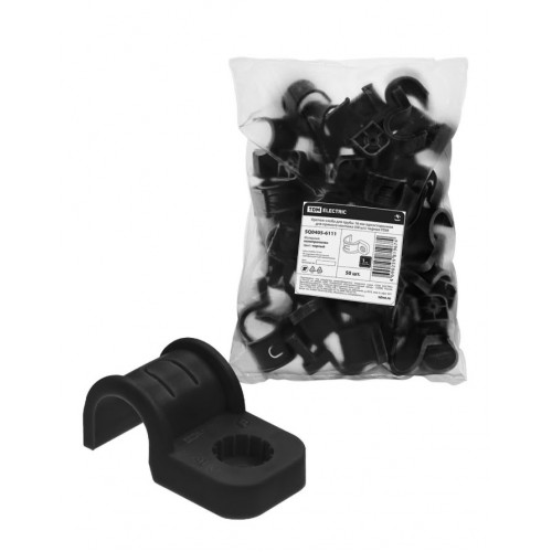 Крепеж-скоба для трубы 16 мм односторонняя для прямого монтажа (50 шт.) черная TDM