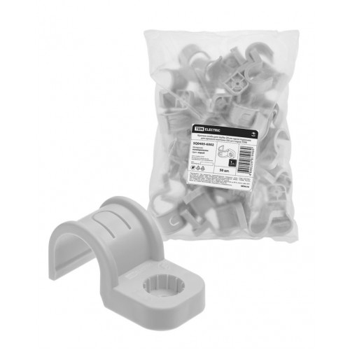 Крепеж-скоба для трубы 20 мм односторонняя для прямого монтажа (50 шт.) серая TDM