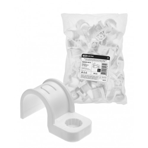 Крепеж-скоба для трубы 25 мм односторонняя для прямого монтажа (50 шт.) белая TDM