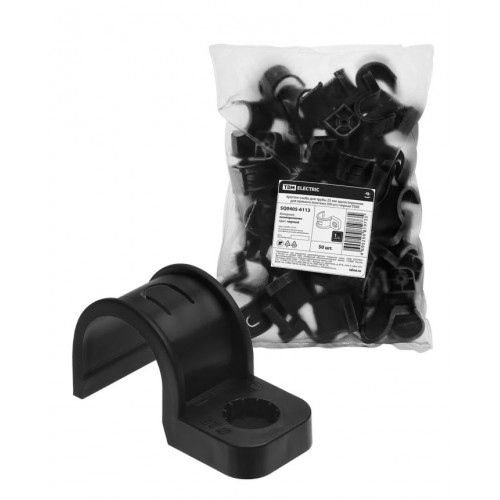 Крепеж-скоба для трубы 25 мм односторонняя для прямого монтажа (50 шт.) черная TDM