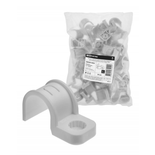 Крепеж-скоба для трубы 25 мм односторонняя для прямого монтажа (50 шт.) серая TDM