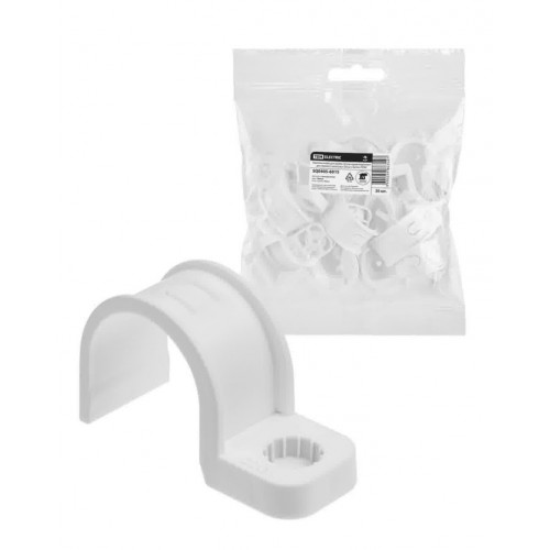 Крепеж-скоба для трубы 32 мм односторонняя для прямого монтажа (20 шт.) белая TDM