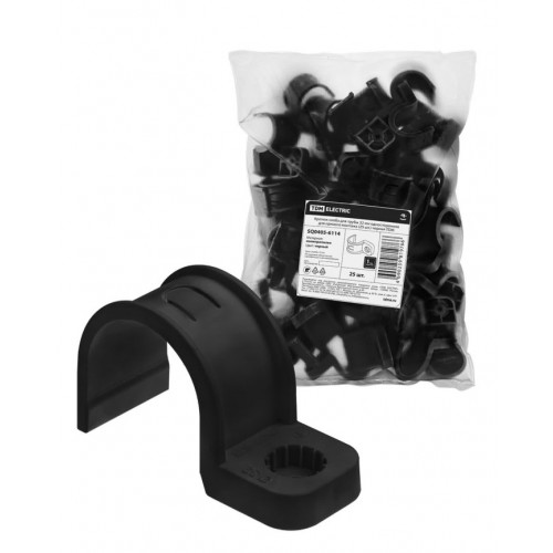 Крепеж-скоба для трубы 32 мм односторонняя для прямого монтажа (25 шт.) черная TDM