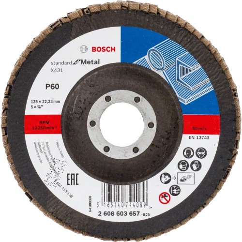 Круг лепестковый 125*22,2мм К60 конический STANDARD FOR METAL BOSCH