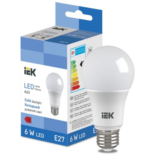 Лампа LED Bulb A60 510lm 6500K E27 IEK