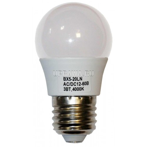 Лампа LEDTauRay E27, 3W, AC/DC, 12v-60v, 240Лм, 4000К