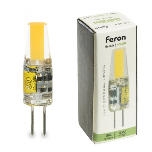 Лампа светодиодная, (3W) 12V G4 4000K JC, LB-424