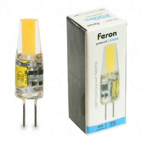 Лампа светодиодная, (3W) 12V G4 6400K JC, LB-424