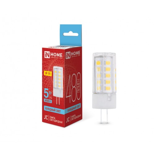 Лампа светодиодная LED-JC 5Вт 12В G4 6500К 480Лм IN HOME