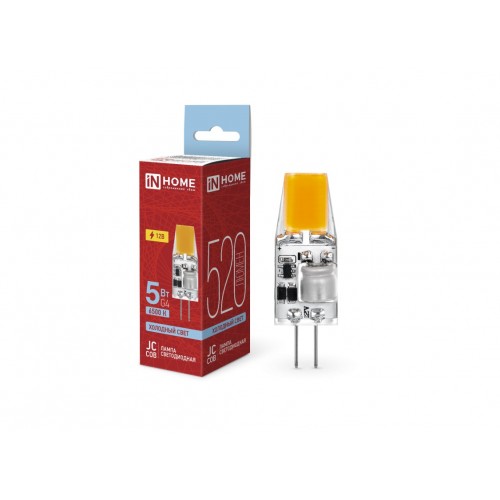 Лампа светодиодная LED-JC-COB 5Вт 12В G4 6500К 520Лм IN HOME