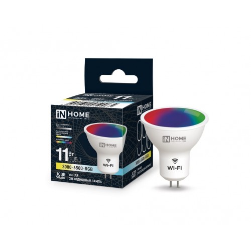 Лампа светодиодная LED-JCDR-RGBW-SMART 11Вт 230В Wi-Fi GU5.3 RGB-3000-6500К 990Лм IN HOME