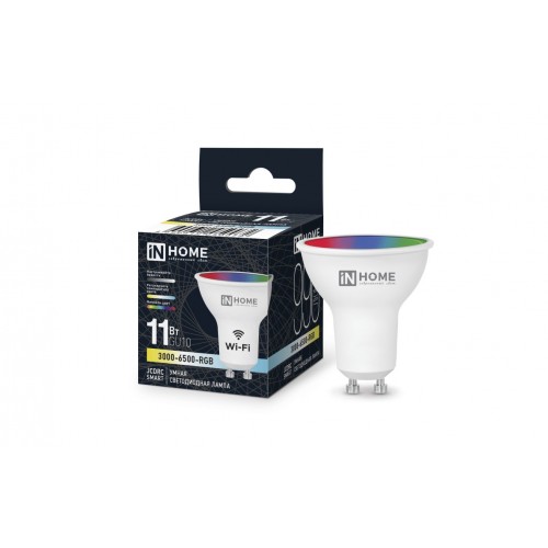 Лампа светодиодная LED-JCDRC-RGBW-SMART 11Вт 230В Wi-Fi GU10 RGB-3000-6500К 990Лм IN HOME