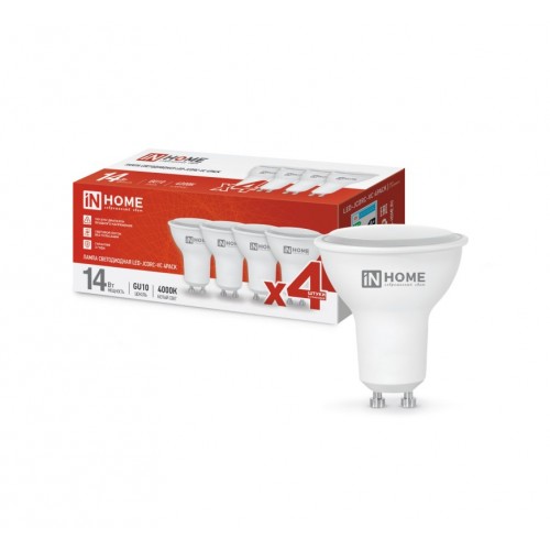 Лампа светодиодная LED-JCDRC-VC 4PACK 14Вт 230В GU10 4000K 1260Лм (4шт./упак) IN HOME