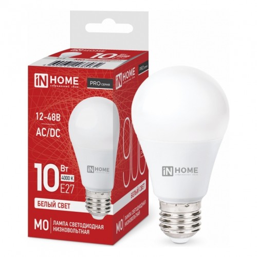Лампа светодиодная LED-MO-PRO 10Вт 4000К нейтр. бел. Е27 900лм 12-48В низковольтная IN HOME
