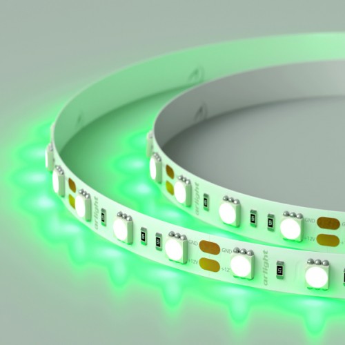 Лента RT 2-5000 12V Green 2x (5060, 300 LED, LUX) (Arlight, 14.4 Вт/м, IP20)