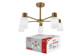 Люстра под лампу CLASSIC KINLI-СN-5E27WH-LT 5xЕ27 матовый плафон, латунный корпус IN HOME
