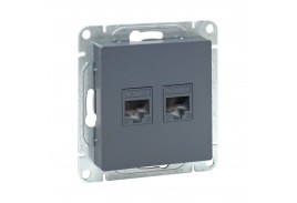 Механизм розетки RJ45 - 2шт, (cat5), графит Эпика EKF