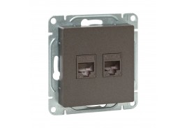 Механизм розетки RJ45 - 2шт, (cat5), мокко Эпика EKF