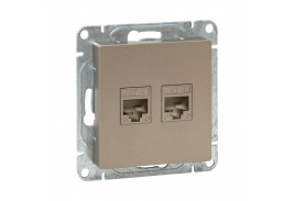 Механизм розетки RJ45 - 2шт, (cat5), шампань Эпика EKF