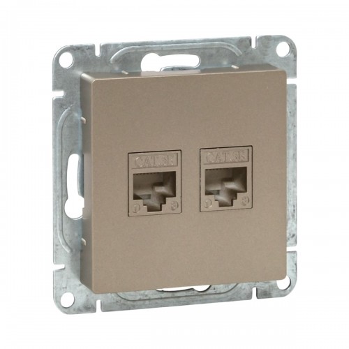 Механизм розетки RJ45 - 2шт, (cat5), шампань Эпика EKF