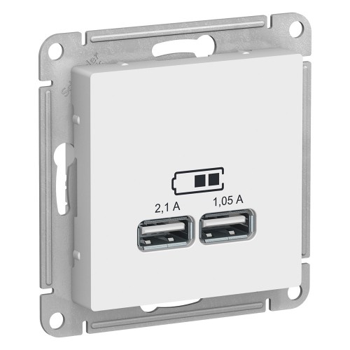 Розетка USB ATLAS DESIGN 5В 1порт х 2.1А 2порта х 1.05А, мех., бел. SchE
