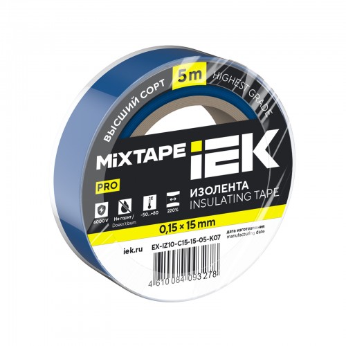 MIXTAPE 7 Изолента 0,15х15мм синяя 5м IEK